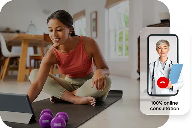 Telehealth visit with 100% online consultation