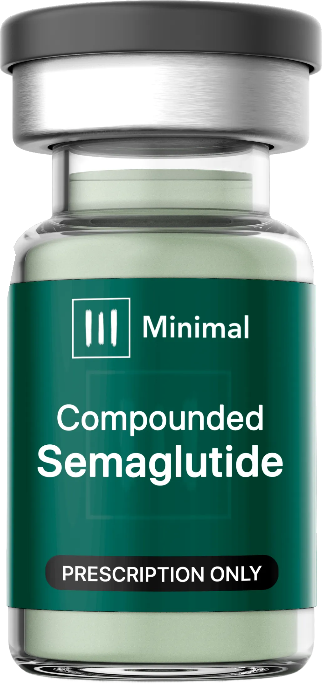 Compounded semaglutide vial with Minimal branding